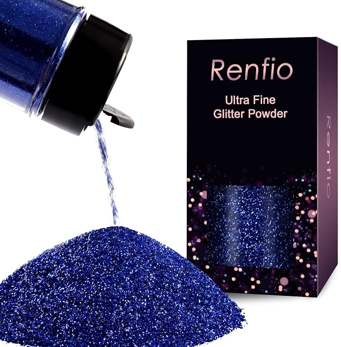 Renfio Ultra Fine Glitter Powder Metallic Resin Glitter 2.11 Oz PET Flakes by Renfio