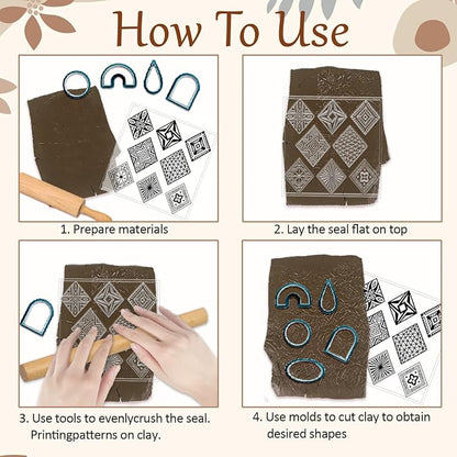 CHGCRAFT 4 Pcs Rhombus Pattern Polymer Clay Texture Sheets Abstract Art - Image 3