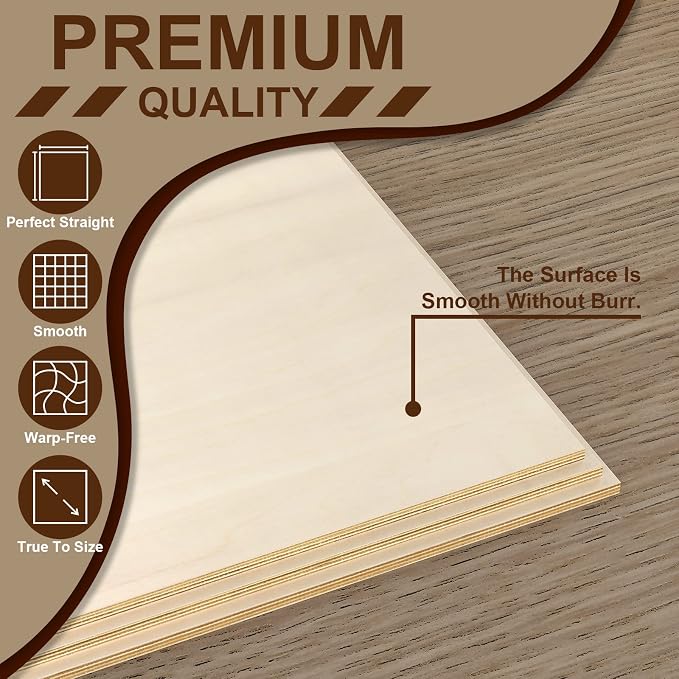 Basswood Sheets 12 Pack 12×12 x 1/4 Inch Unfinished Plywood Sheets Thin Craft - Image 2