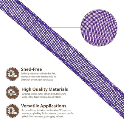 Mandala Crafts Purple Burlap Ribbon 1 Inch Wide Jute Ribbons - Image 3