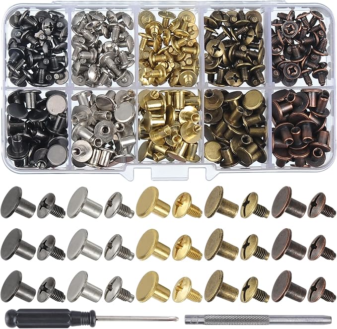 YORANYO 150 Sets 8MM Chicago Screws Leather Rivets by YORANYO