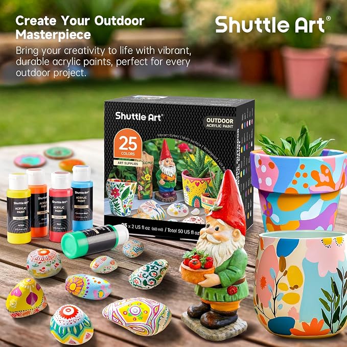 Shuttle Art 25 Colors Outdoor Acrylic Paint Set, 2oz/60ml Waterproof Acrylic - Image 6