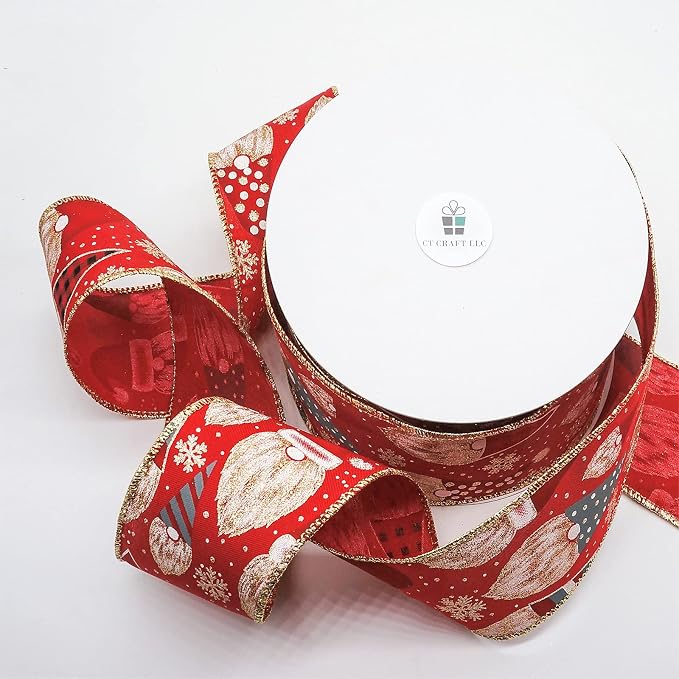 CT CRAFT LLC Red Satin with Elf Christmas Wired Ribbon 2.5 Inch x 25 Yards - Image 3
