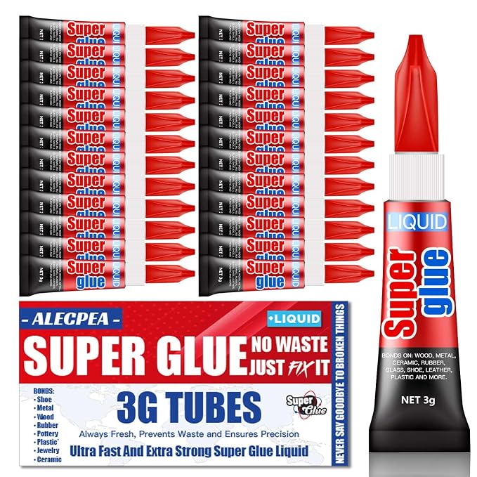 3 Gram Single Use Super Glue Liquid, Super Fast, Thin & Strong Adhesive by ALECPEA