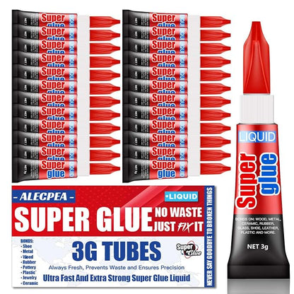3 Gram Single Use Super Glue Liquid, Super Fast, Thin & Strong Adhesive by ALECPEA