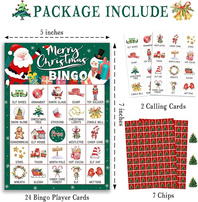 Christmas Bingo Game Cards, 24 Players Christmas Bingo Game - Image 2