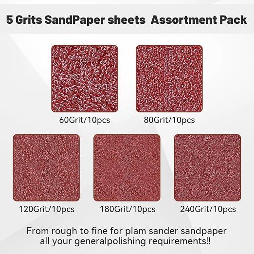1/4 Sandpaper Sheet, 4-1/2"*5-1/2" Assorted 60-80-120-180-240 - Image 3