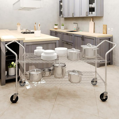 24" W x 60" L x 36" H Chrome Heavy Duty Utility Cart | 2-Tier | NSF Commercial - Image 3