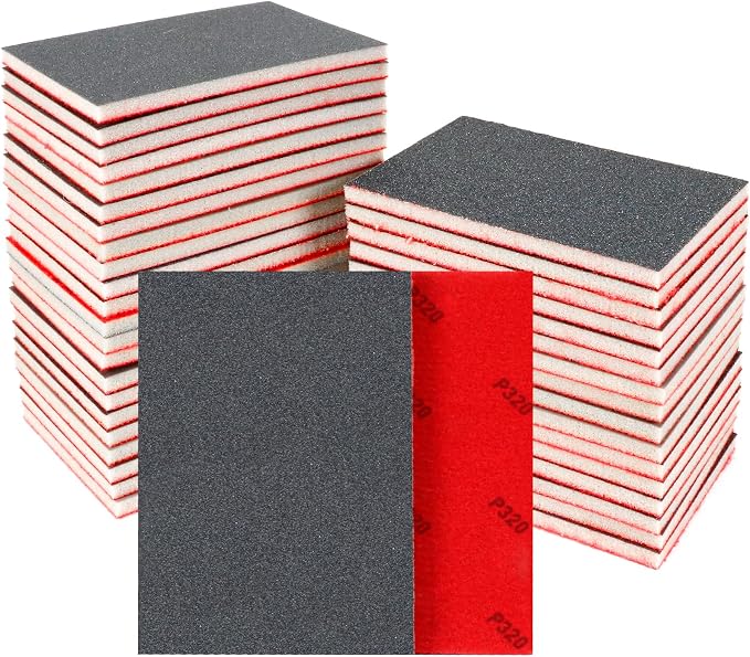 24 Pcs Sanding Sponge 320 Grit, Washable & Reusable Sanding Blocks by Pukamam