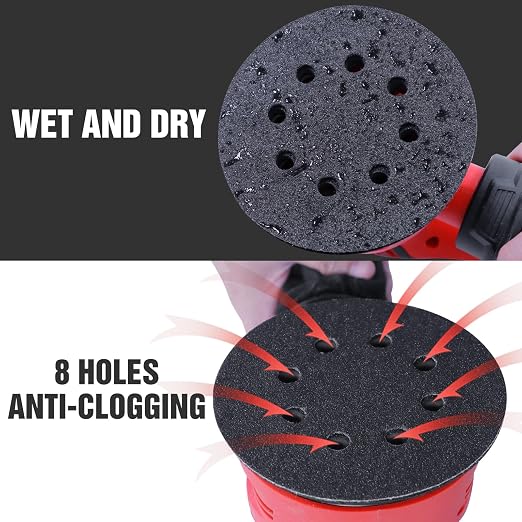 100 Pcs 5 inch Wet Dry Sanding Discs Grit 120 Hook and Loop 8 Hole Silicon - Image 6