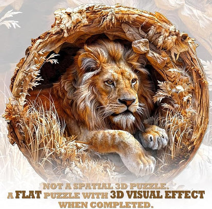 KAAYEE Wooden Puzzles for Adults, 3D Vision Effect Lion King Wooden Jigsaw - Image 3