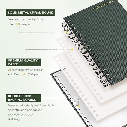 Watercolor Paper Pad, Fuumuui 5.5 * 8.5 inch 100% Cotton Paper, Spiral Bound - Image 3