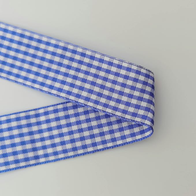 Blue and White Gingham Ribbon Plaid Ribbon 25 Yards Each Roll 100% Polyester - Image 8
