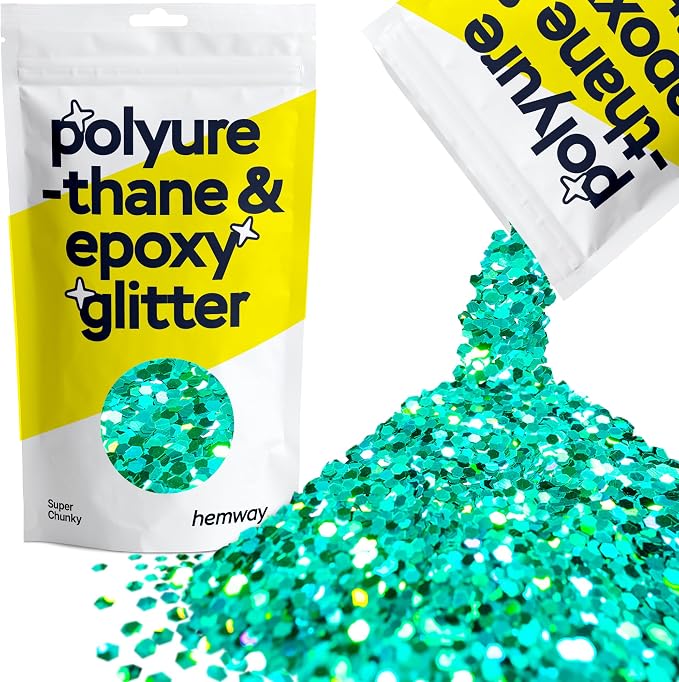 Hemway Glitter for Resin 100g Turquoise Blue Holographic Metallic Crystals for by Hemway