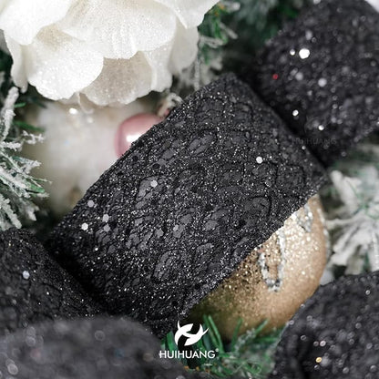 HUIHUANG Glitter Black Wired Ribbon - Image 7