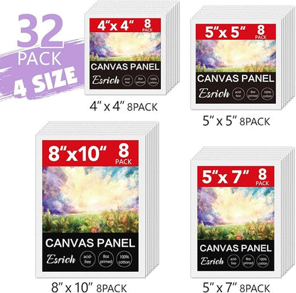 ESRICH Canvas for Painting, 32 Pack Multi-Size Canvas Boards for Painting 8pcs - Image 2