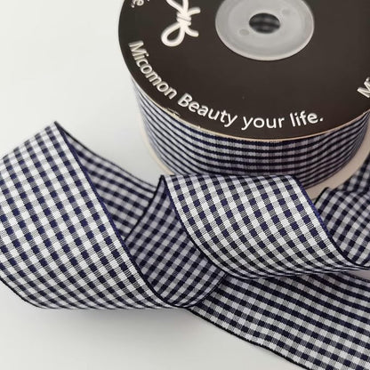 1.5 Inch Blue and White Woven Edge 100% Polyester Gingham Ribbon 25 Yards Each - Image 6