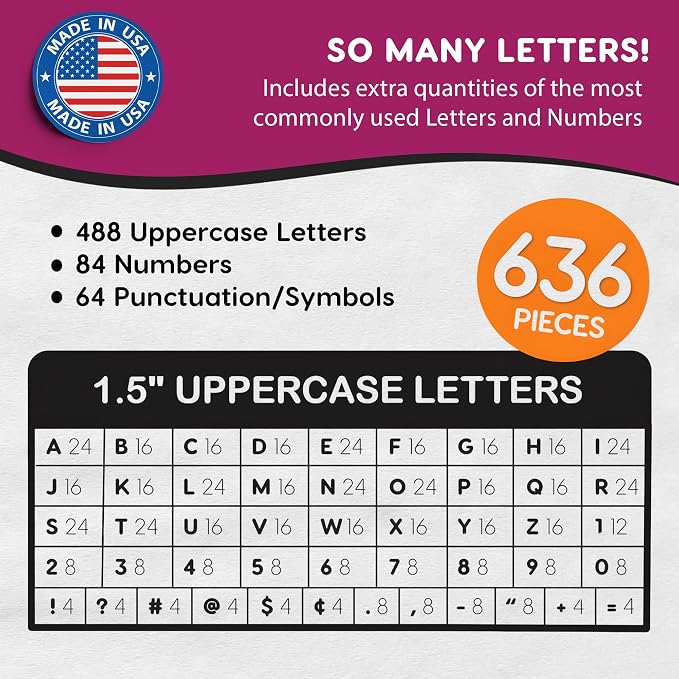 FreshCut Crafts 636 Pcs 1.5 in. White Bulletin Board Letters & Numbers - Image 4