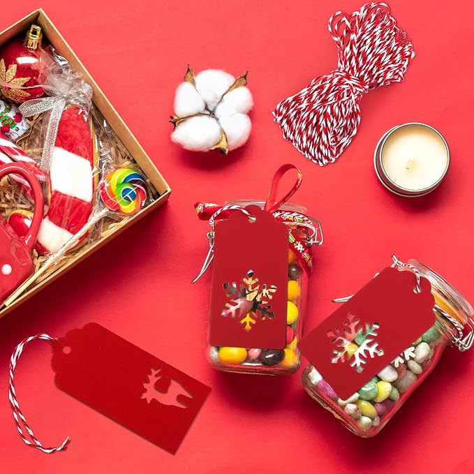 Aneco 150 Pieces Christmas Paper Gift Tags Red Kraft Tags Hang Labels Christmas - Image 7