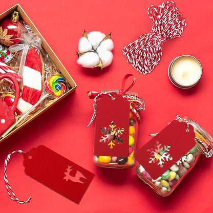 Aneco 150 Pieces Christmas Paper Gift Tags Red Kraft Tags Hang Labels Christmas - Image 7