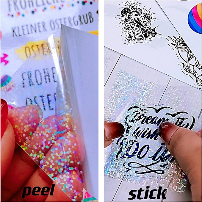 36 Sheets Holographic Sticker Paper 8.5" x11'' Waterproof Clear Vinyl Sticker - Image 5