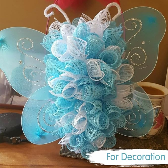 TONIFUL 2 Rolls 10 Inch Light Blue Decorative Mesh Ribbbon Rolls, Fabric Mesh - Image 5