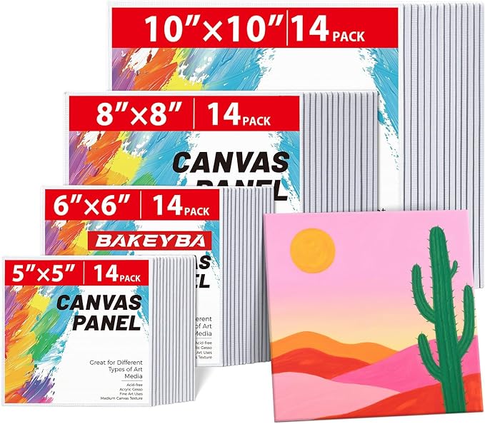 Small Canvas Boards for Kids Painting 56Pcs of 5x5, 10x10 inch Flat Square by Unknown
