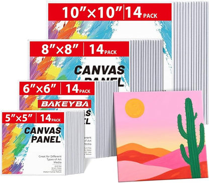 Small Canvas Boards for Kids Painting 56Pcs of 5x5, 10x10 inch Flat Square by Unknown