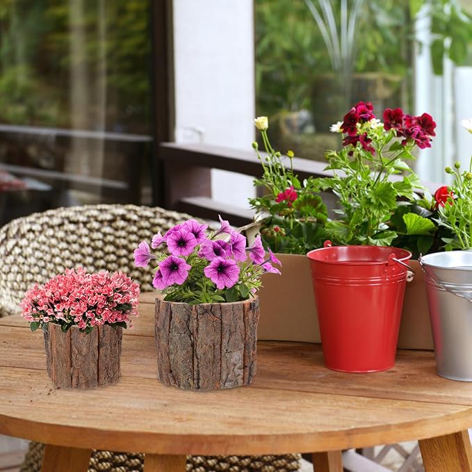 ARTIBETTER Bark Planter Pot 2pcs Wood Bark Pot Natural Log Succulent Planter - Image 4