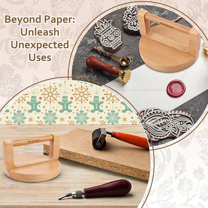 Windspeed Upgrade Wood Baren for Printmaking, 5.5 in Thicker Block Printing - Image 7