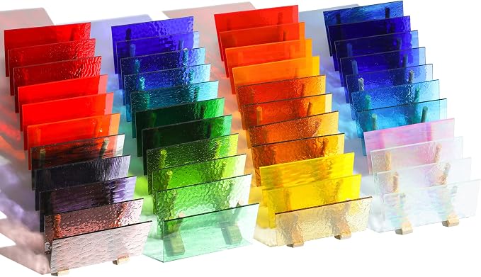 40 Transparent Stained Glass Sheets, 4”x6” Textured Bright Transparency Mosaic - Image 9