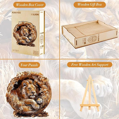 KAAYEE Wooden Puzzles for Adults, 3D Vision Effect Lion King Wooden Jigsaw - Image 8