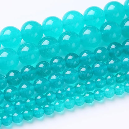 90PCS 4MM Amazonite Blue Chalcedony Natural Gemstone Round Stone Beads by JIANJING