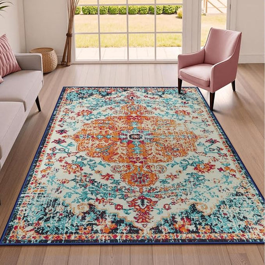Lahome Bohemian Floral Medallion Area Rug by Lahome