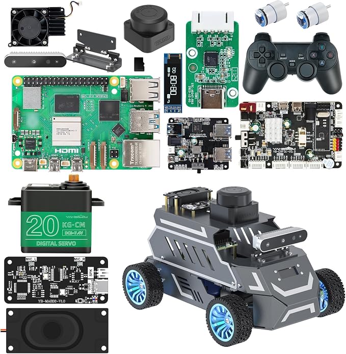 Yahboom Raspberry Pi 5 8GB for AI Robot Car, Supports RVIZ Simulation ROS2 by Yahboom