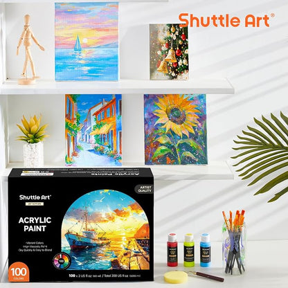 Shuttle Art 100 Colors Acrylic Paint, 2oz/60ml Bottles, Include 2 Sets of 12 - Image 8