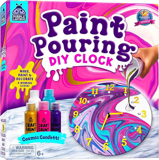 Acrylic Pouring Paint DIY Clock Kit by PurpleLadybug