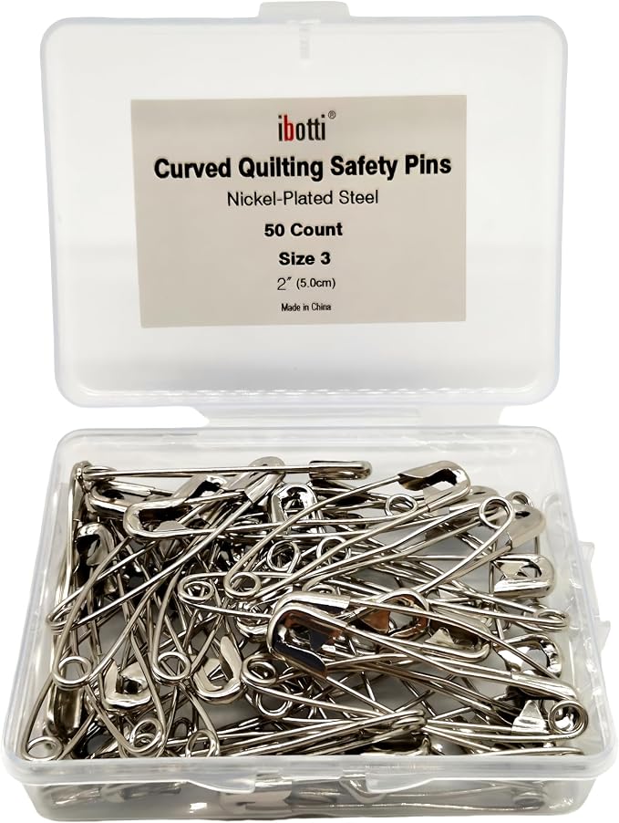 Curved Safety Pins for Quilting, Basting Pins for Quilting Curved, Size 3 by ibotti
