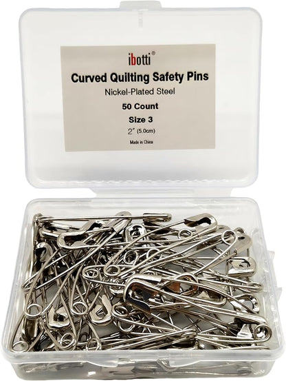 Curved Safety Pins for Quilting, Basting Pins for Quilting Curved, Size 3 by ibotti