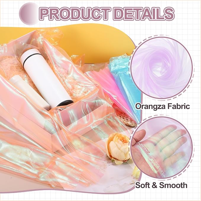 MECCANIXITY Iridescent Sheer Organza Fabric, 2 Yards x 59 Inches Solid Laser - Image 3