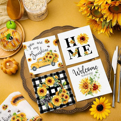 Fulmoon 200 Pieces Summer Sunflower Cocktail Napkins Disposable Floral Dessert - Image 2
