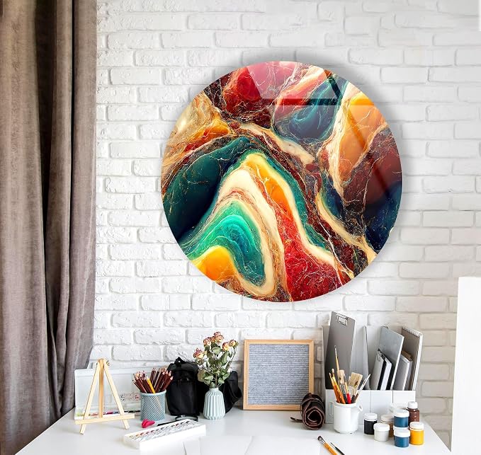 My Photostation.com 24'' Diameter Colorful Marble Swirl Round Wall Art Abstract - Image 5