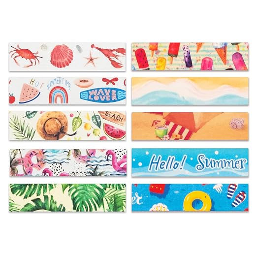YUBBAEX 10 Rolls Four Seasons Washi Tape Set Beach Ice Cream Masking Decorative - Image 9