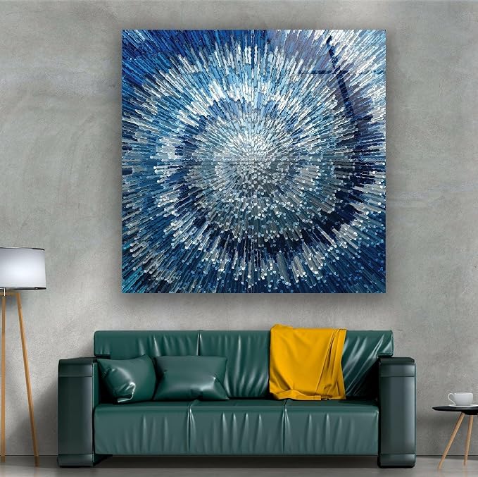 My Photostation.com Round 24'' Abstract Blue Textured Glass Wall ArtTempered - Image 5