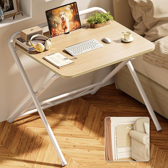 Huuger Folding Desk with 3-Level Adjustable Height and Tablet Slot, 24 Inch by Huuger