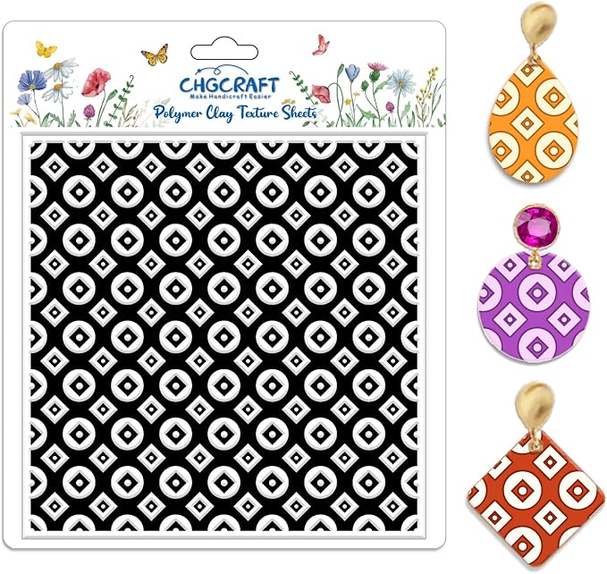 CHGCRAFT Circle Square Polymer Clay Texture Sheets Geometric Silicone Texture by chgcraft