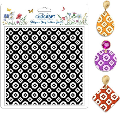 CHGCRAFT Circle Square Polymer Clay Texture Sheets Geometric Silicone Texture by chgcraft