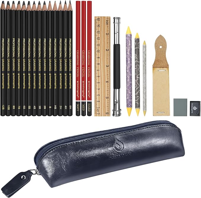 Heshengping, Sketching and Drawing Pencils Set-26 pack, Art Supplies Drawing Kit by Heshengping