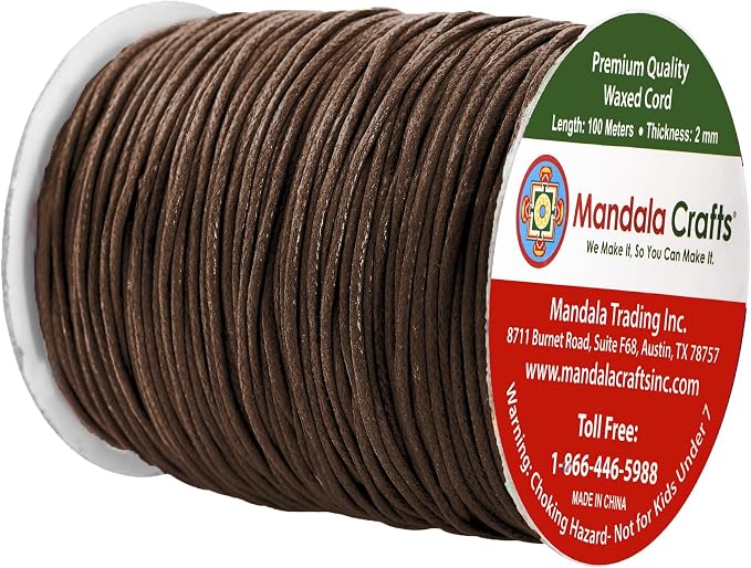 Mandala Crafts 2mm 109 Yards Dark Brown Cotton Waxed Cord - Image 2