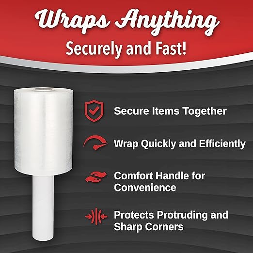 8 Pack Industrial Strength Mini Hand Stretch Wrap 5" 1000 Ft. Roll 80 Gauge - Image 5